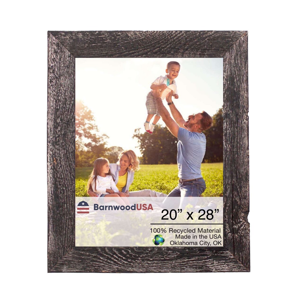 Rustic Farmhouse 20 in. x 28 in. Reclaimed Wood Picture Frame